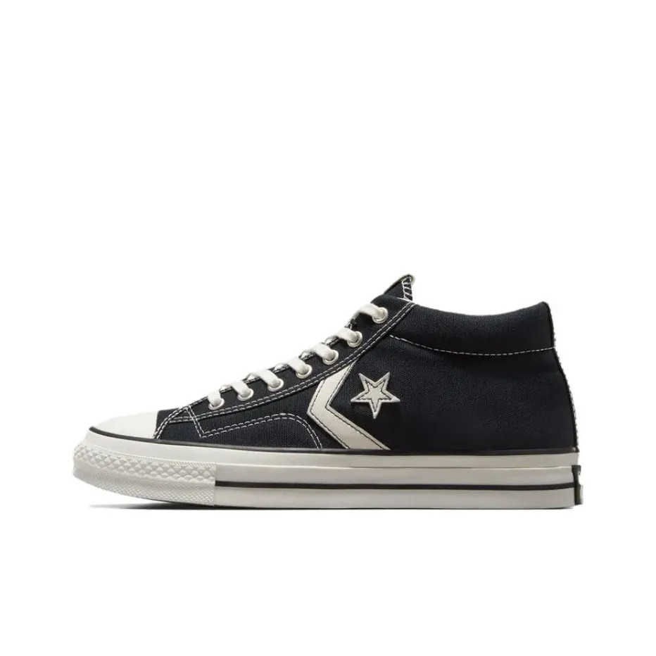 Converse Star Player 76 Abrasion Resistant Mid Top Canvas Shoes Unisex Black White