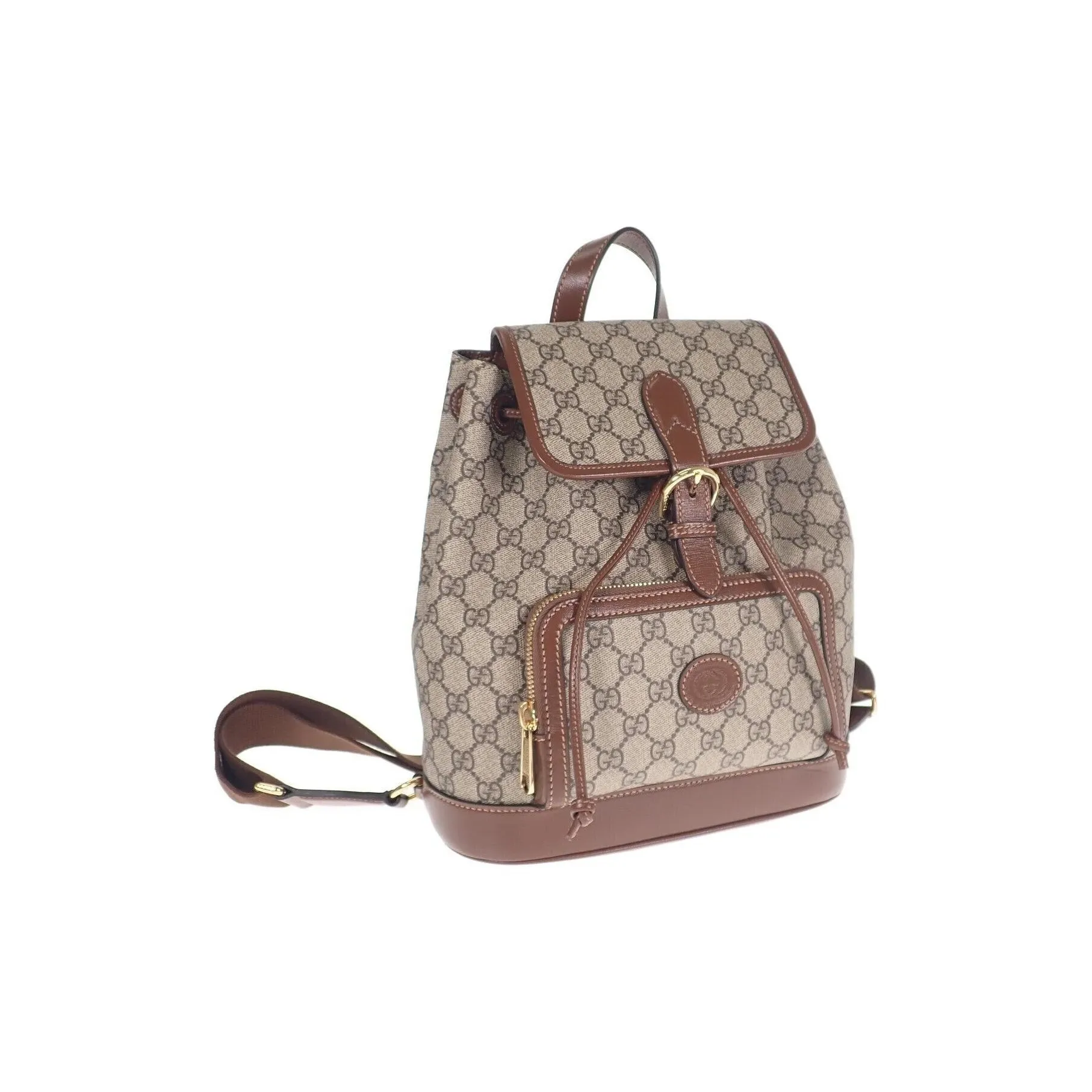 GUCCI GG Retro Series Canvas With Leather Backpack Regular Unisex Ebony/Brown