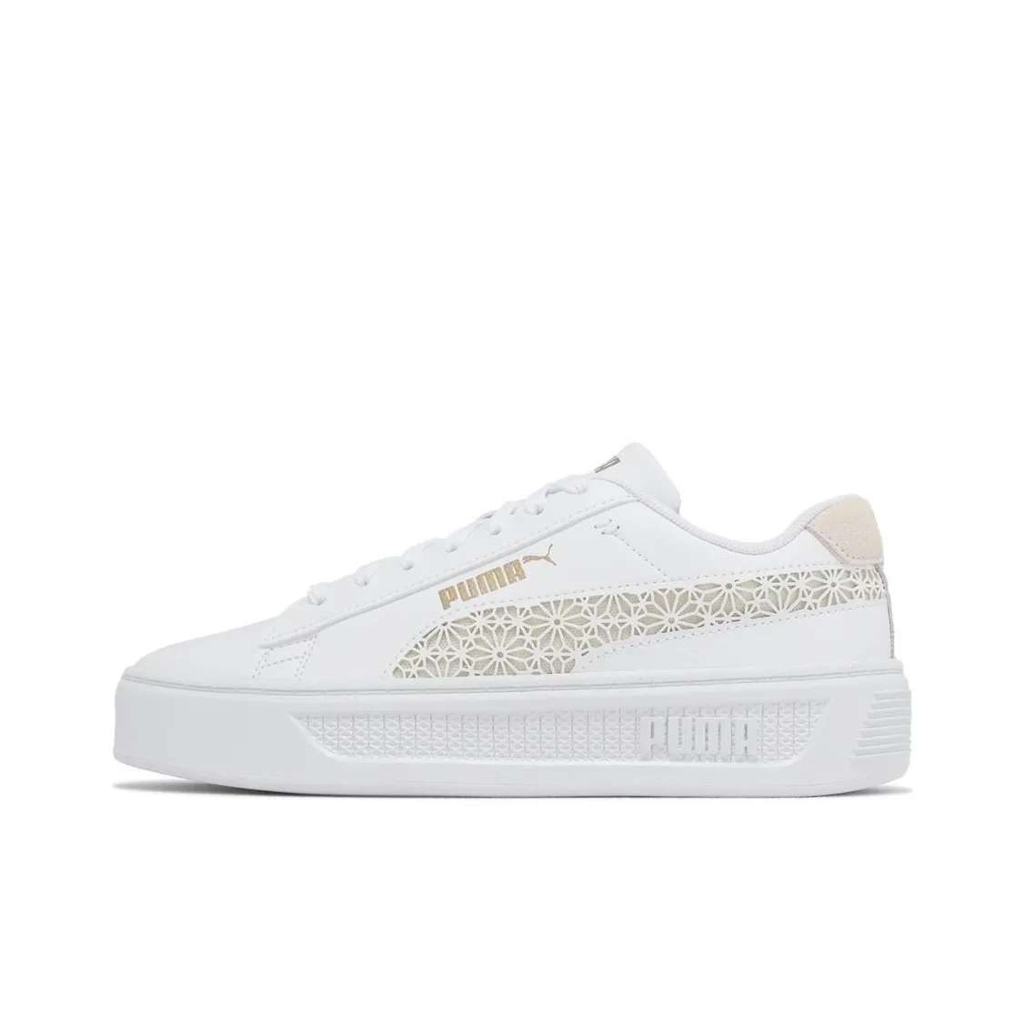 PUMA Smash Platform V3 'Laser Cut White Pristine Gold' Women's