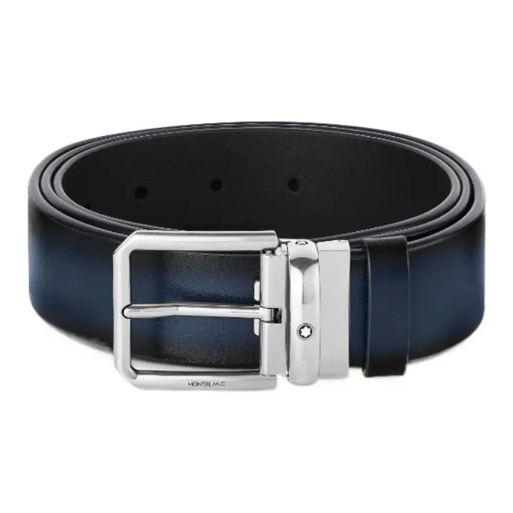 MONTBLANC Ремни из коровьей кожи Мужской Темно-синий Ширина 3,5 см