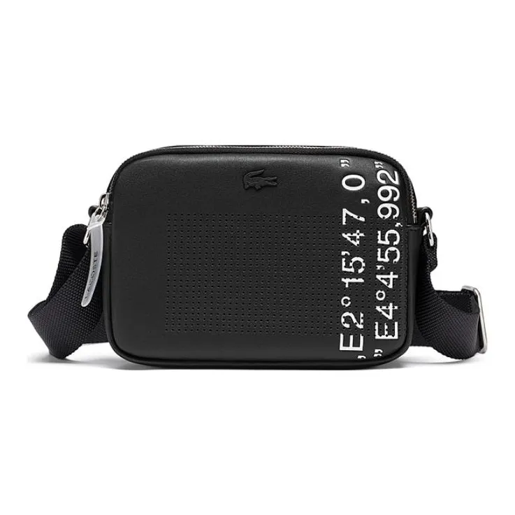 LACOSTE PU Small Square Bag Shoulder Bag Crossbody Bag Medium Size Unisex Black
