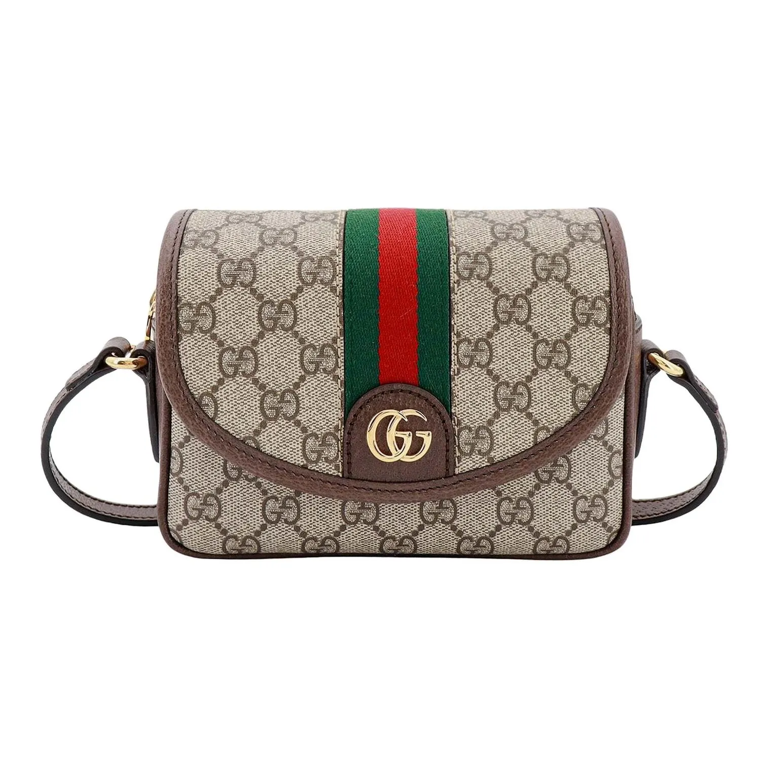 GUCCI Ophidia Canvas With Leather Binding Messenger Bag, Crossbody Bag, Shoulder Bag Women's Beige & Ebony