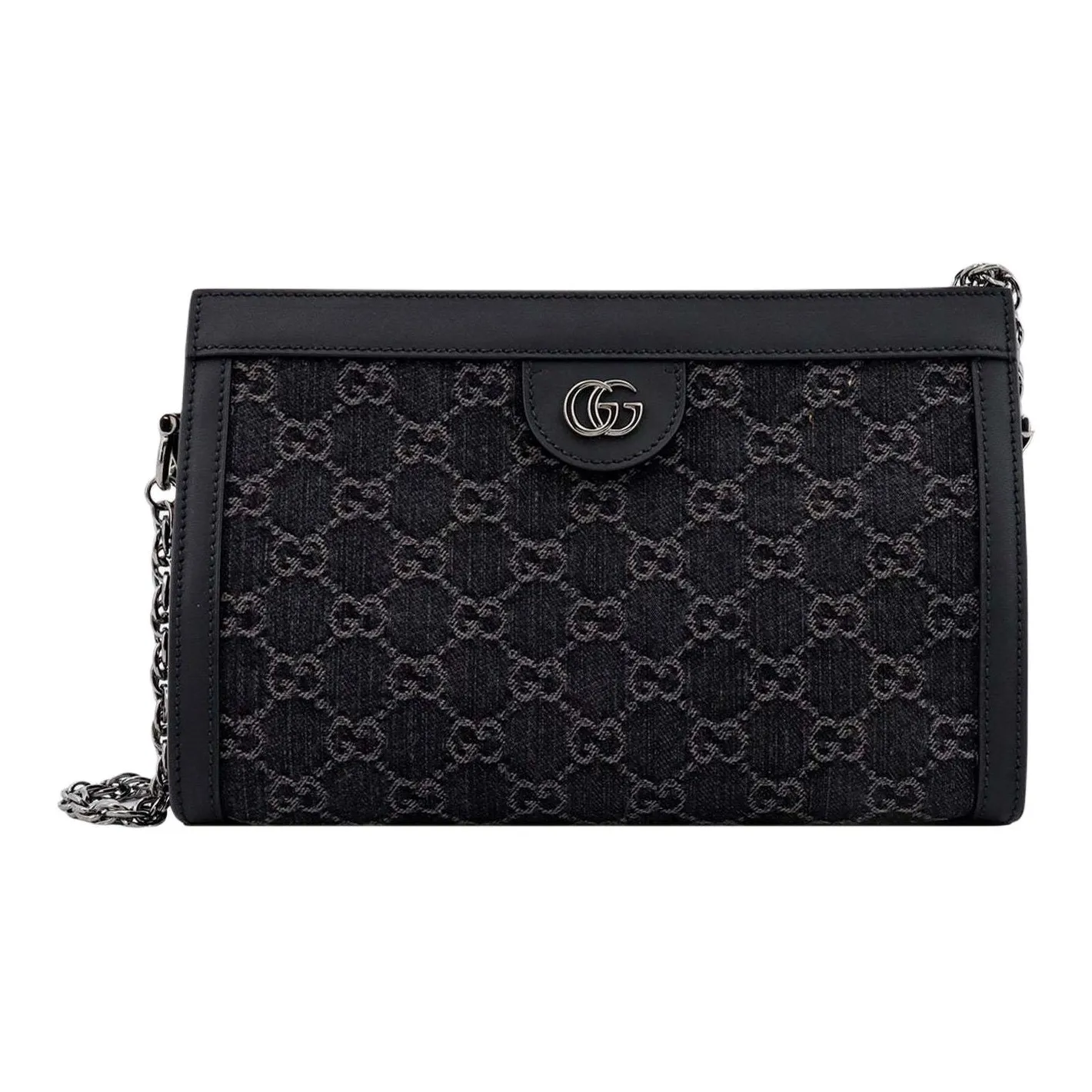 GUCCI Ophidia Denim Crossbody Bag Shoulder Bag Women's Black & Gray