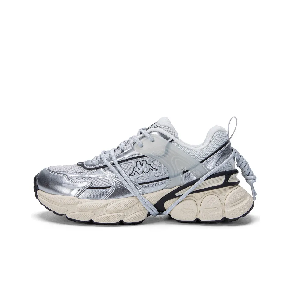 Kappa Anti-Slip And Wear-Resistant Breathable High-Top Chunky Sneakers Unisex Cool Gray Silver
