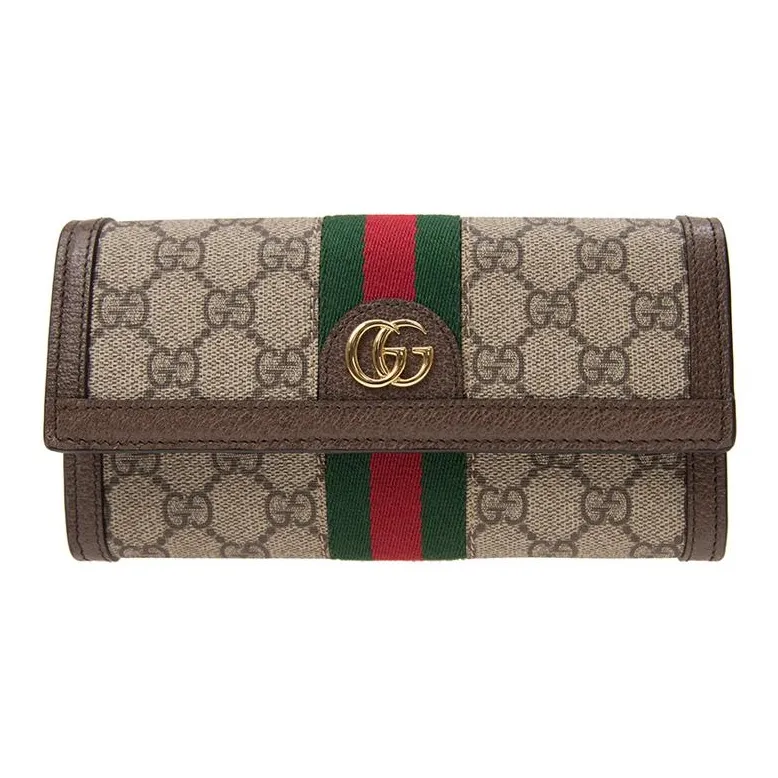 GUCCI Ophidia Canvas With Leather Wallet Women's Light Brown