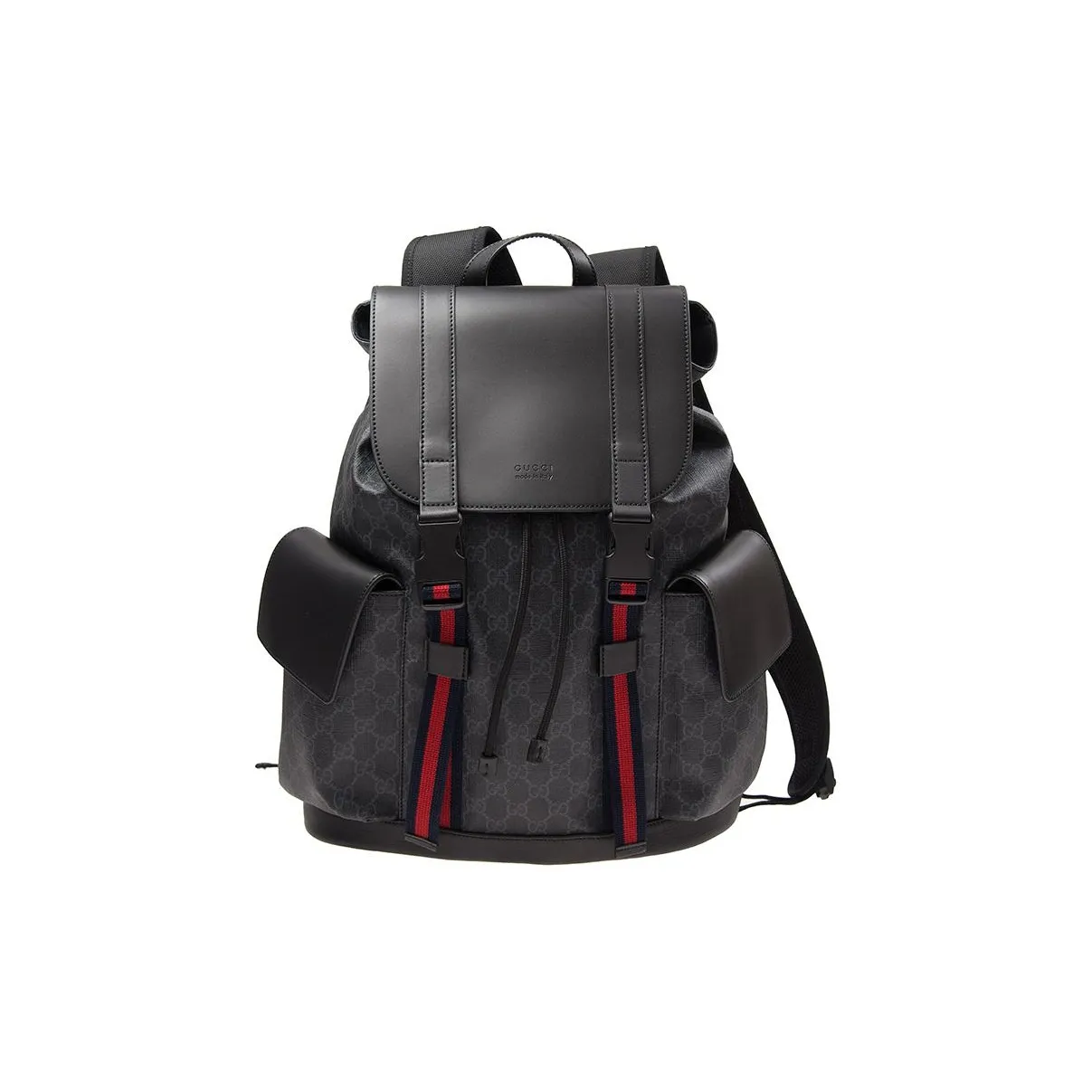 GUCCI Canvas With Leather Backpack Regular Men's Black Gray Color
