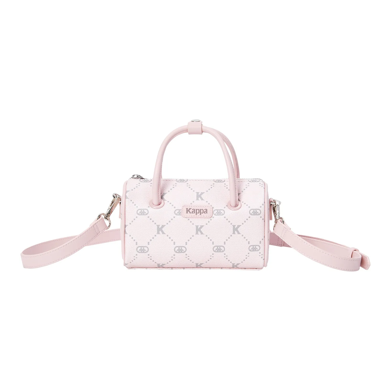 Kappa Matte Leather Boston Bag Cylinder Bag Fashion Handbag Regular Women's Peachy Puff Pink
