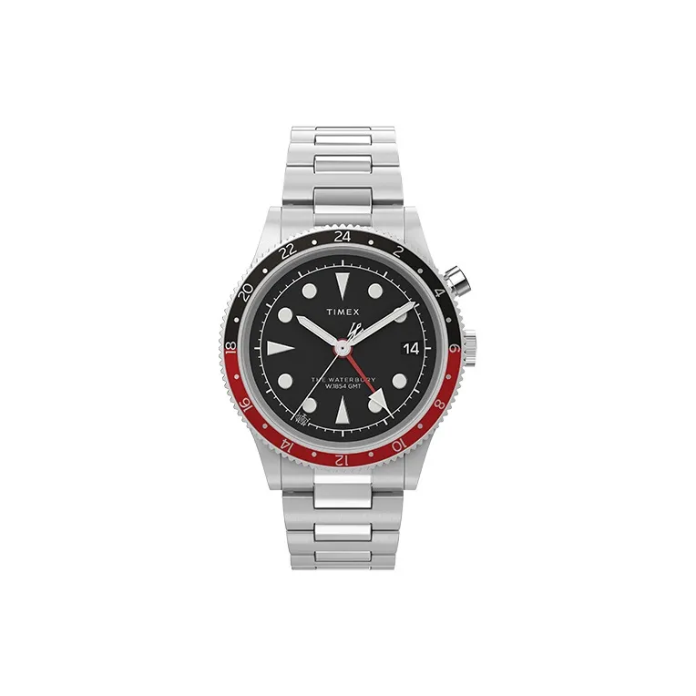 TIMEX Мужские часы Кварцевый механизм Ремешок из нержавеющей стали 39 мм Черный циферблат