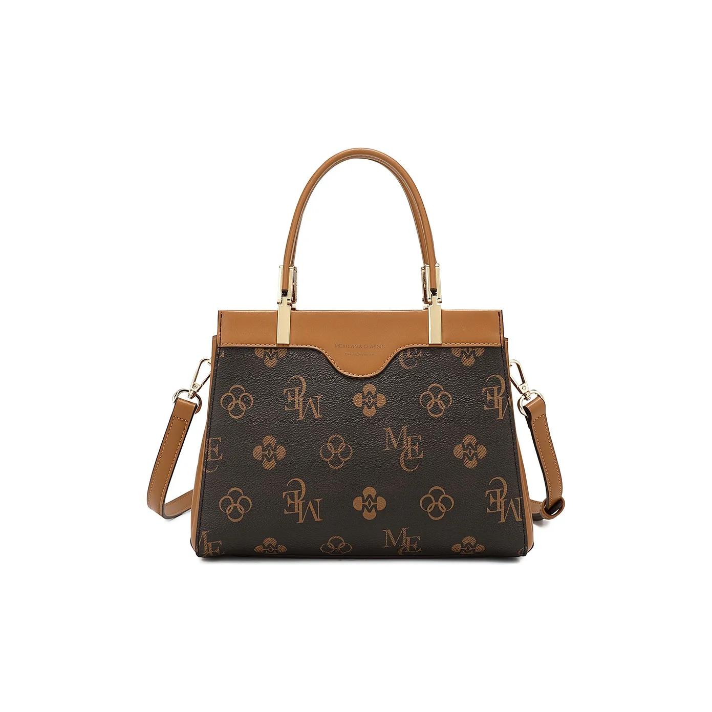 MEXICAN Поливинилхлорид (PVC) Кожа с Полиуретановой Кожей Сумка Стандартная Женская Темно-Коричневый Экрю