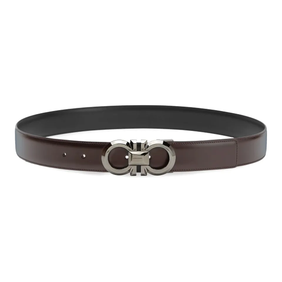 Ferragamo Ремни из коровьей кожи Мужской Коричневый Черный Ширина 3,5 см