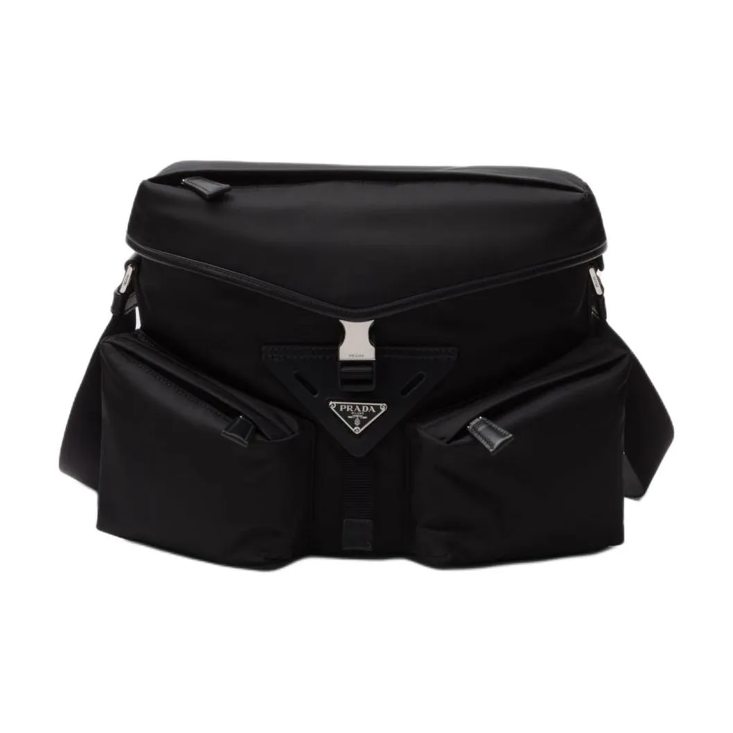 PRADA Recycled Nylon With Leather Crossbody Bag, Shoulder Bag Men's Black
