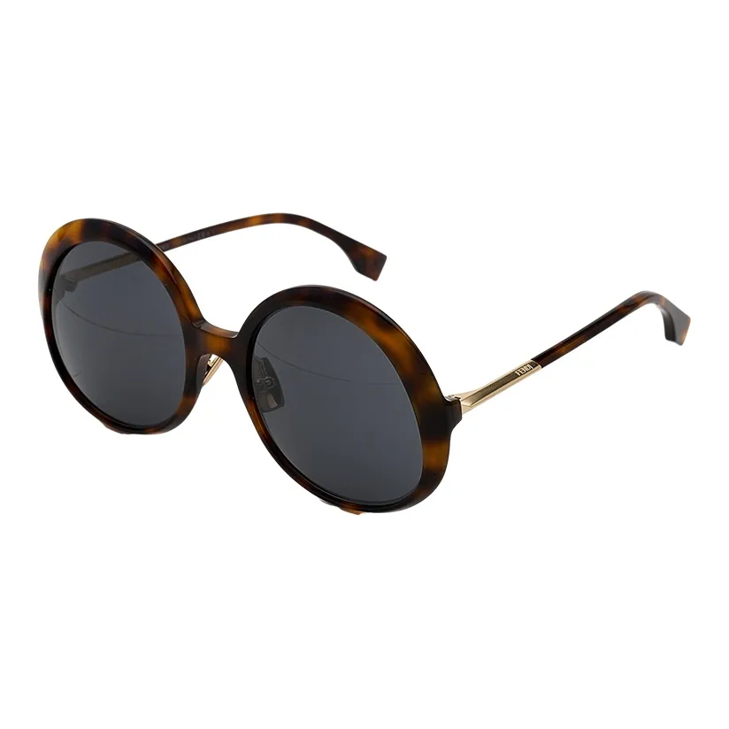 FENDI Plating And Metal Round Sunglasses Women Havana Brown