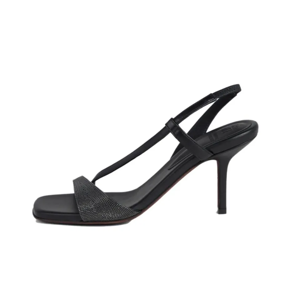 Brunello Cucinelli Monili Chain Square Toe Sandals Women's