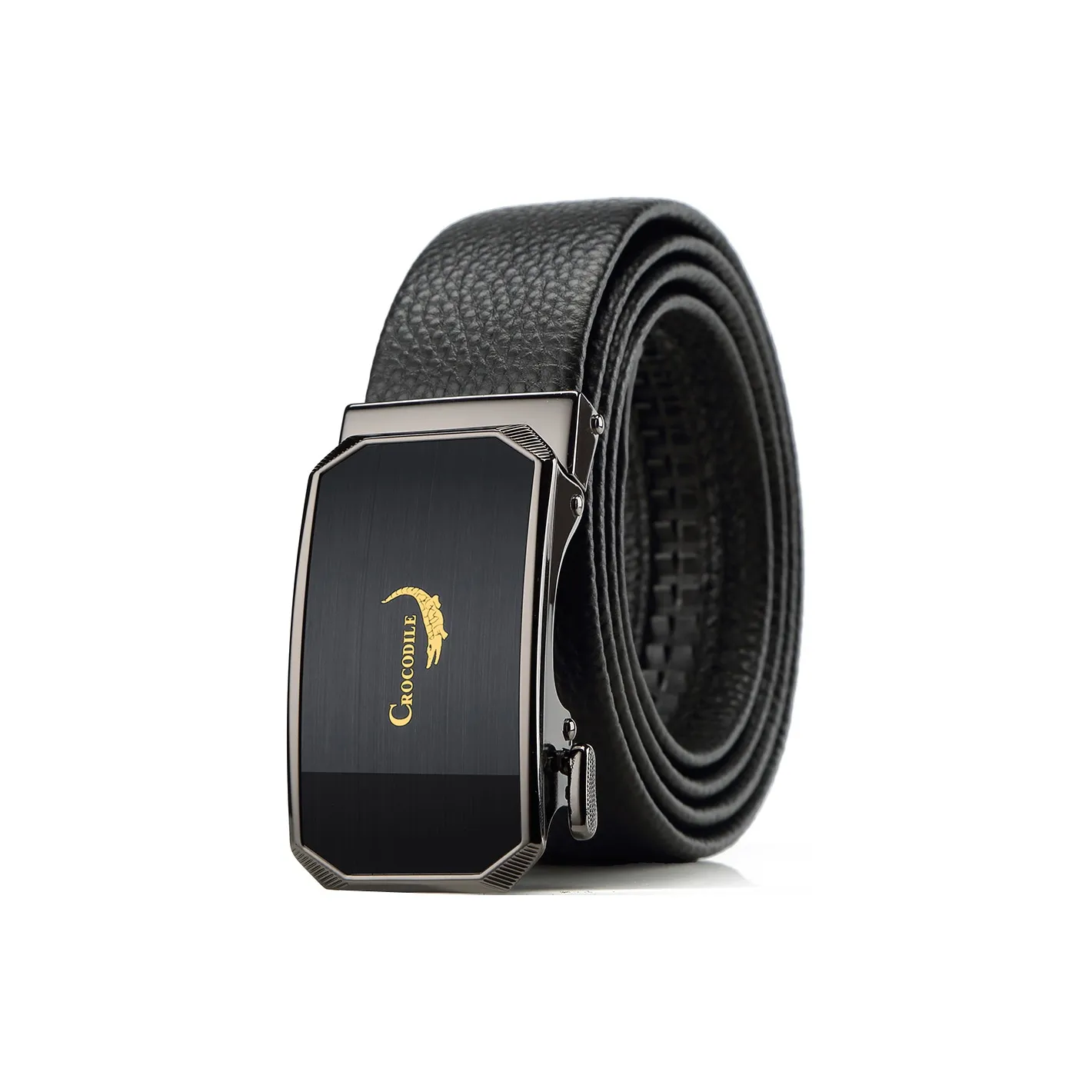 Crocodile Business Pants With Casual Cow Leather, Automatic Buckle Leather Belts Men's 3.6CM