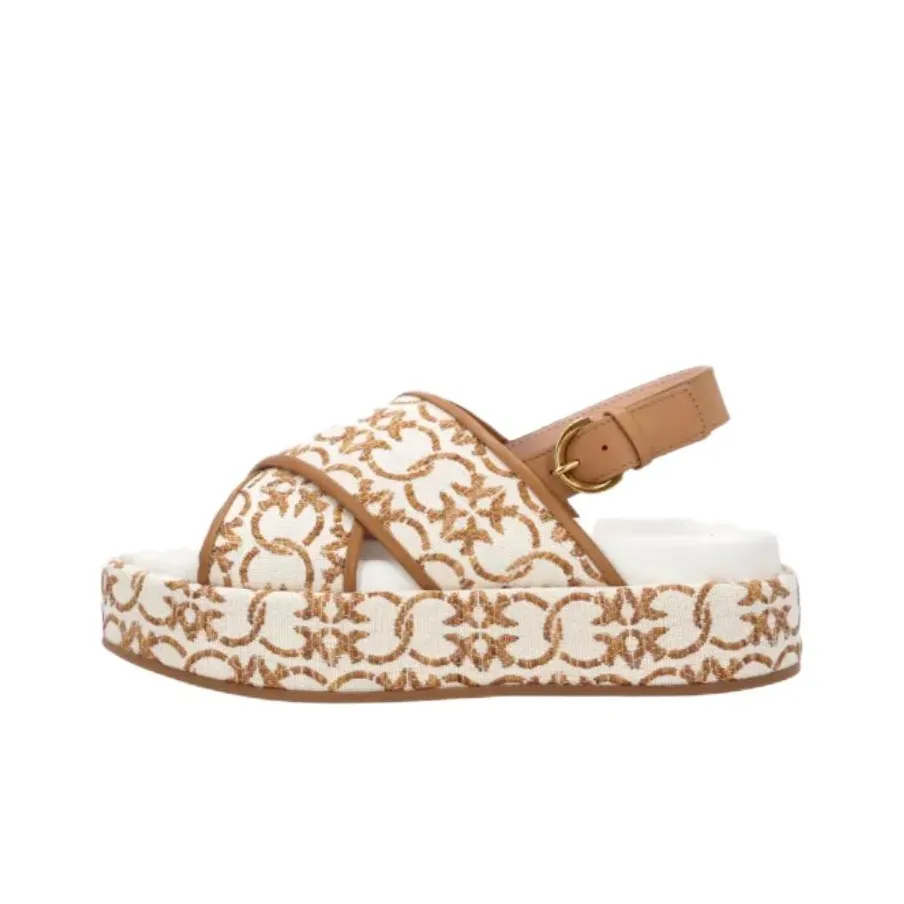 PINKO Monogram One Strap Sandals Women's Brown