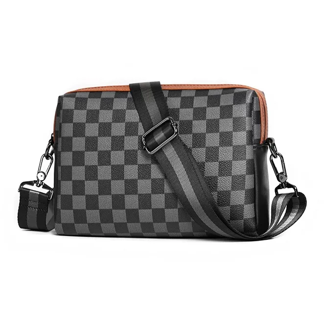 ALNI BITTON Синтетическая кожа текстиль сумка через плечо стандартная мужская черная квадратная