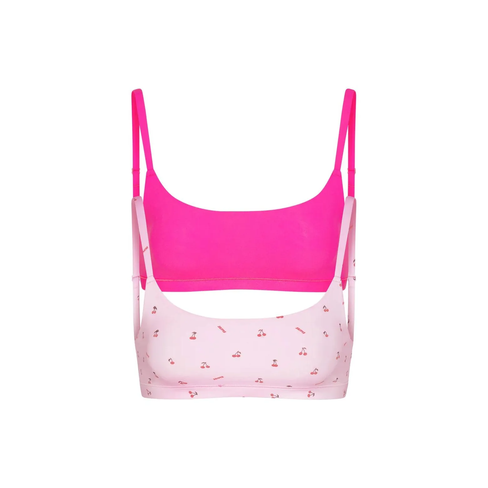 SKIMS FITS EVERYBODY SCOOP BRALETTE 2 PACK Bra Women's 2 Pack FLAMINGO And CHERRY PRINT/Flamingo And Cherry Print