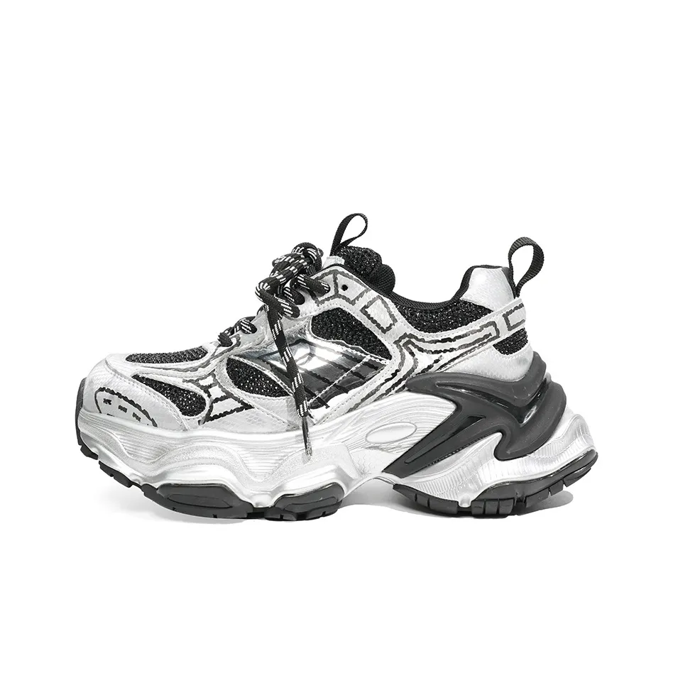 XIAOFAMIAO Trendy Versatile Platform Low-Top Height Increasing Breathable Chunky Sneakers Women's