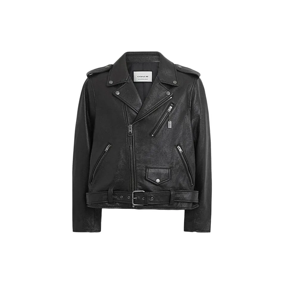 COACH Leather Jacket Men's Black