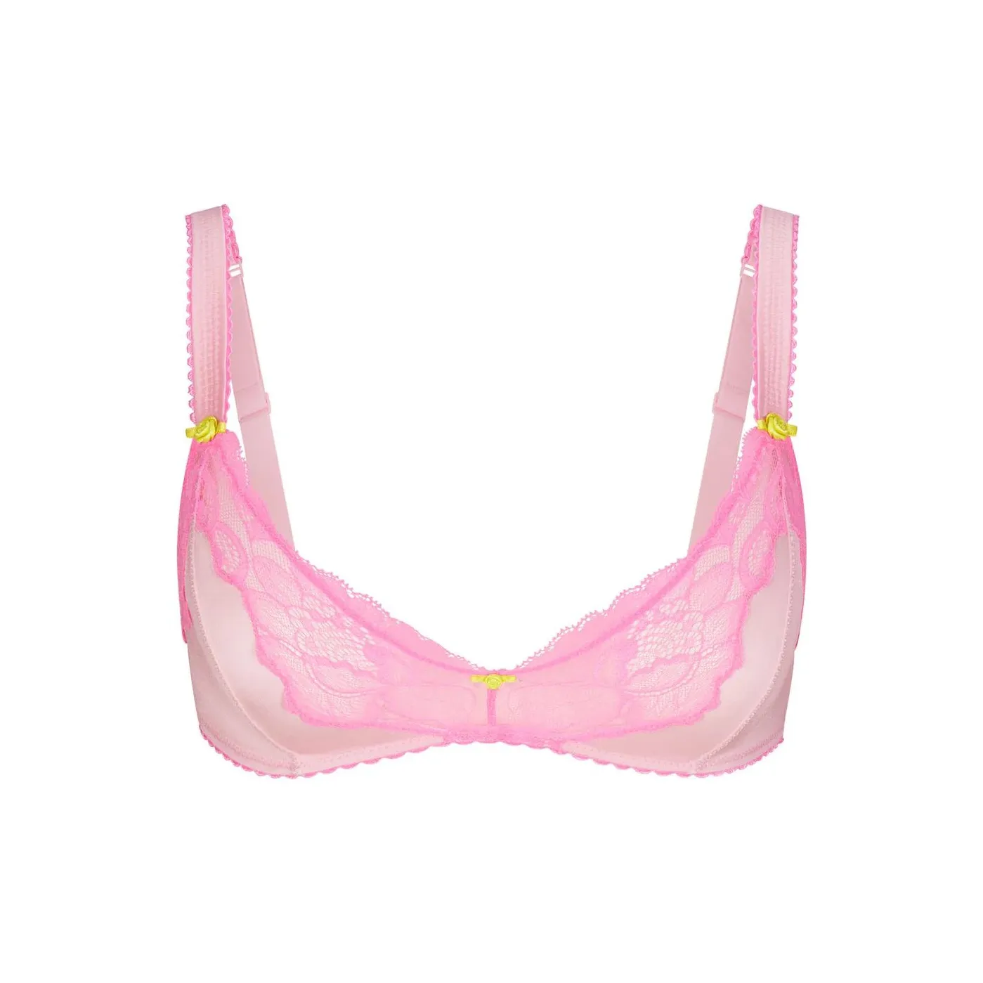 SKIMS Valentine's Day Collection STRETCH SATIN LACE TRIANGLE BRALETTE Bra Women's CHERRY BLOSSOM/Cherry Blossom