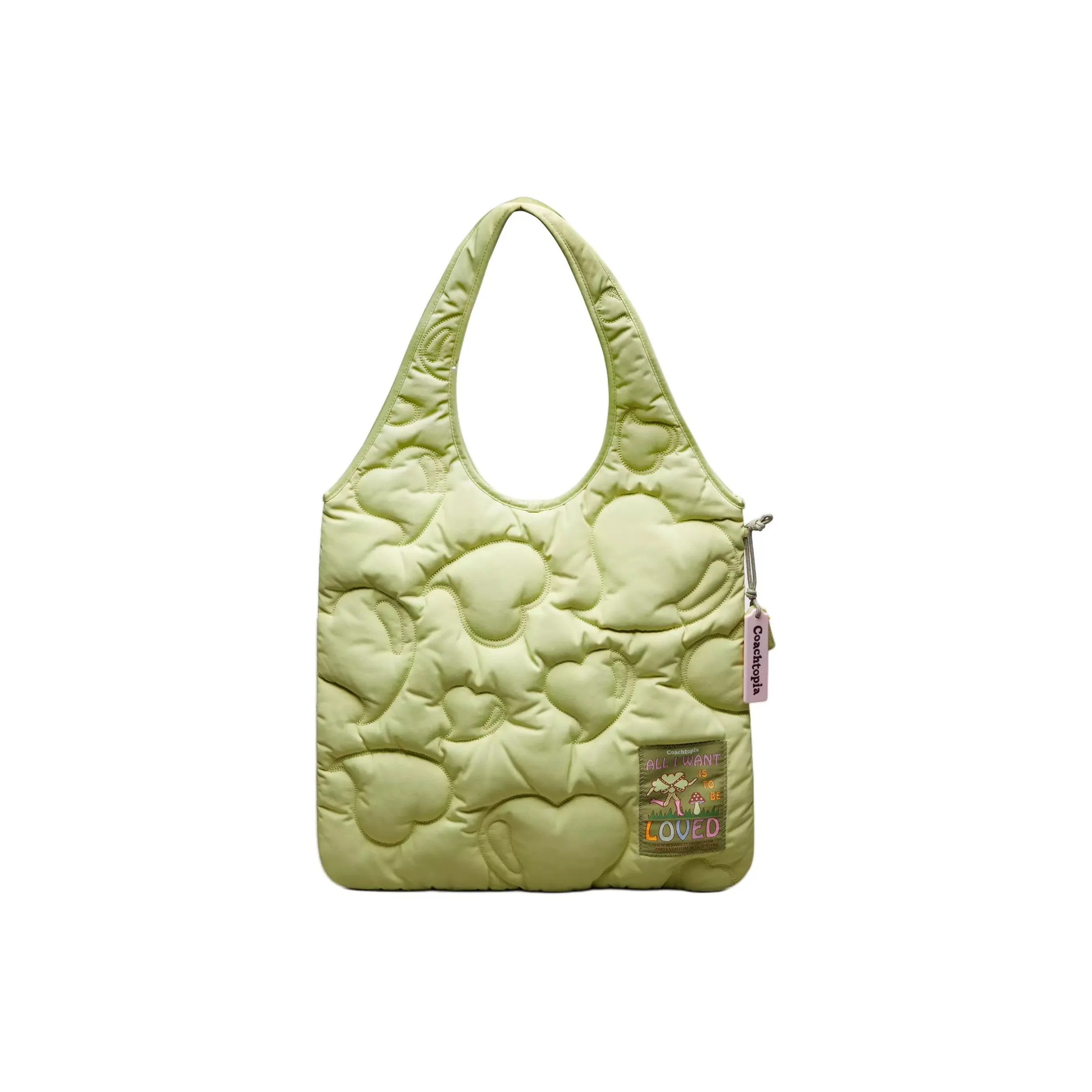 Coachtopia Recycled Polyester Tote Bag, Shopping Bag, Handbag, Shoulder Bag Unisex Light Lime Green