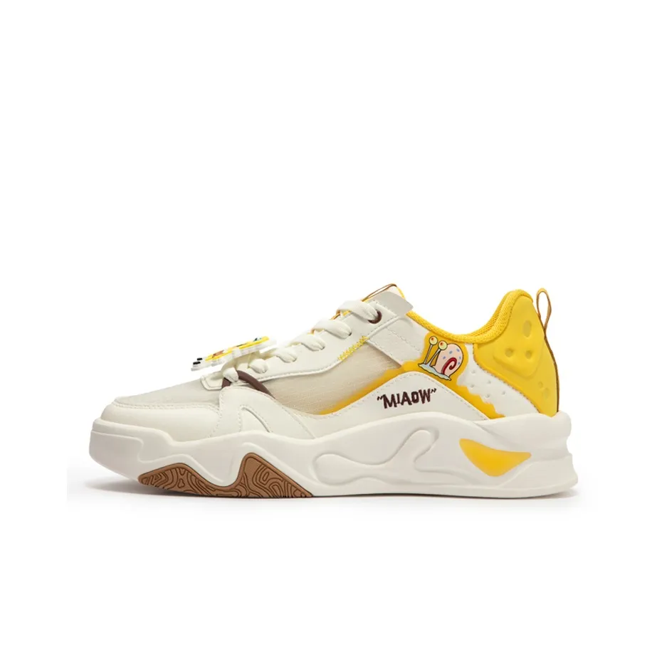 361° Jincheng SpongeBob Abrasion Resistant Breathable Low Top Skateboard Shoes Men's White Yellow