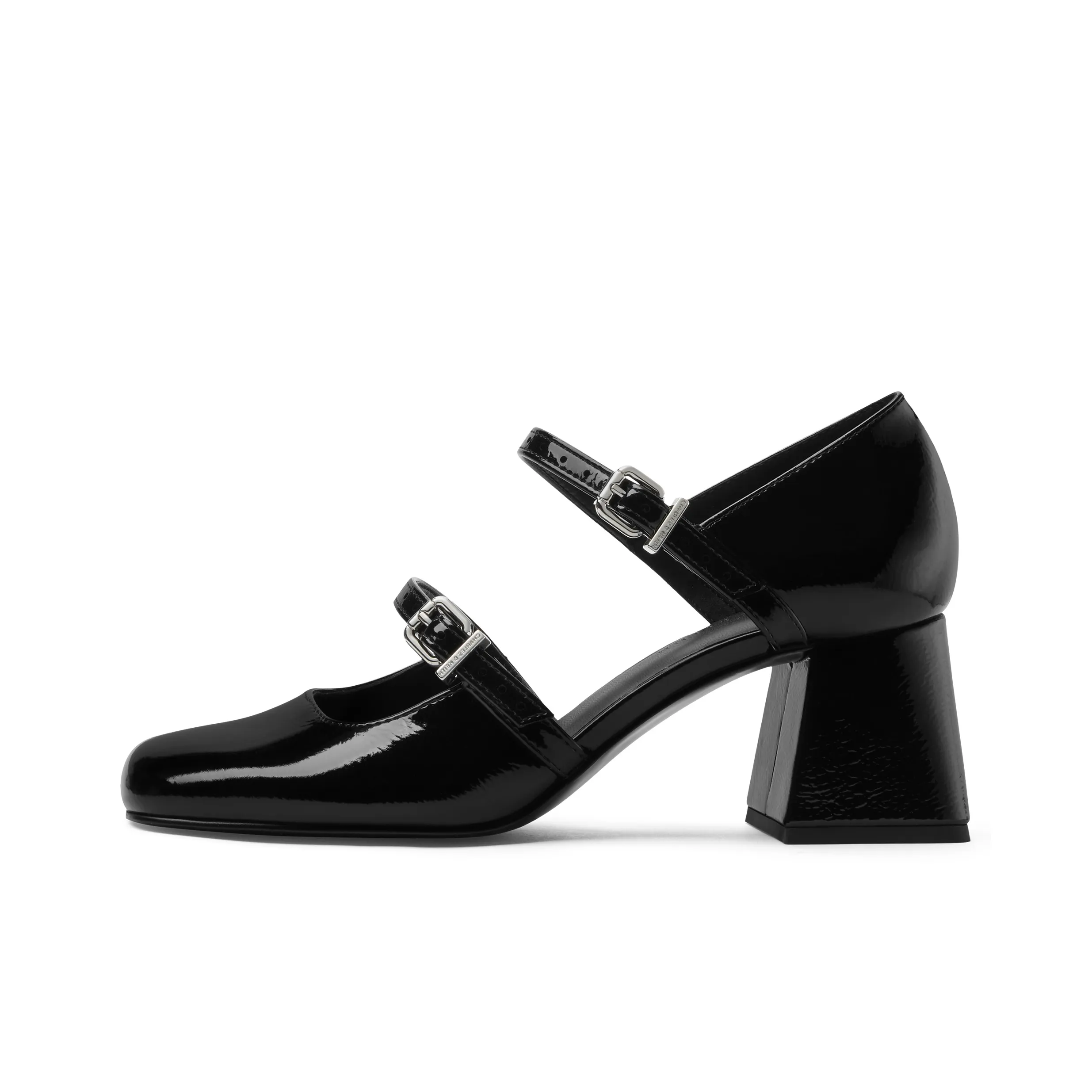 CHARLES KEITH Маленький CK Туфли Мэри Джейн 6 см Женские Черный Патент Черный Бежевый