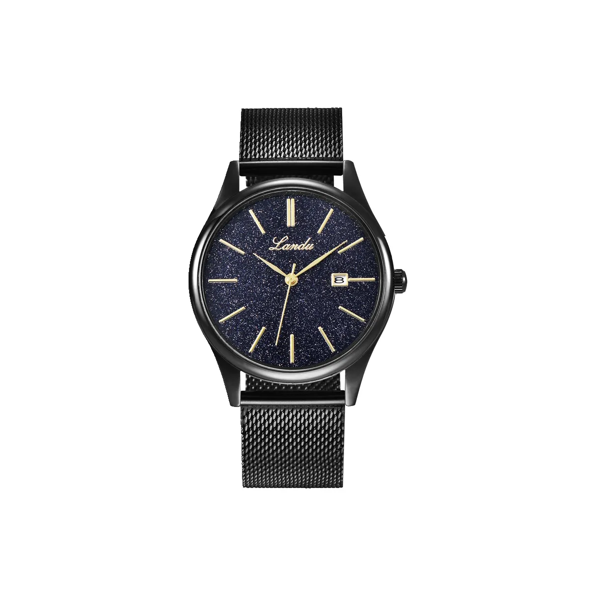 LANDU Студенческие Кварцевые Механические Часы Мужские Часы Синий Циферблат