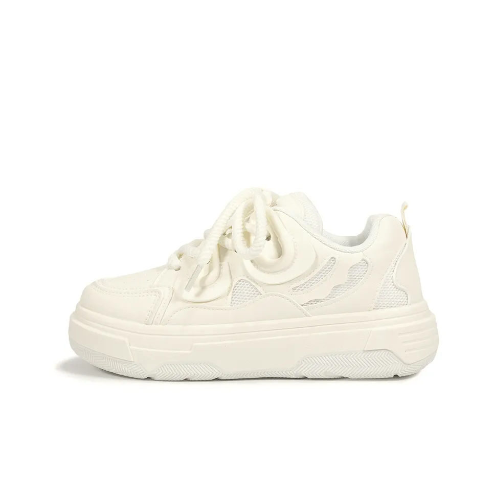 SNXR Slip Resistant Waterproof Cushioning Height Increasing Low Top Skateboard Shoes Women's White