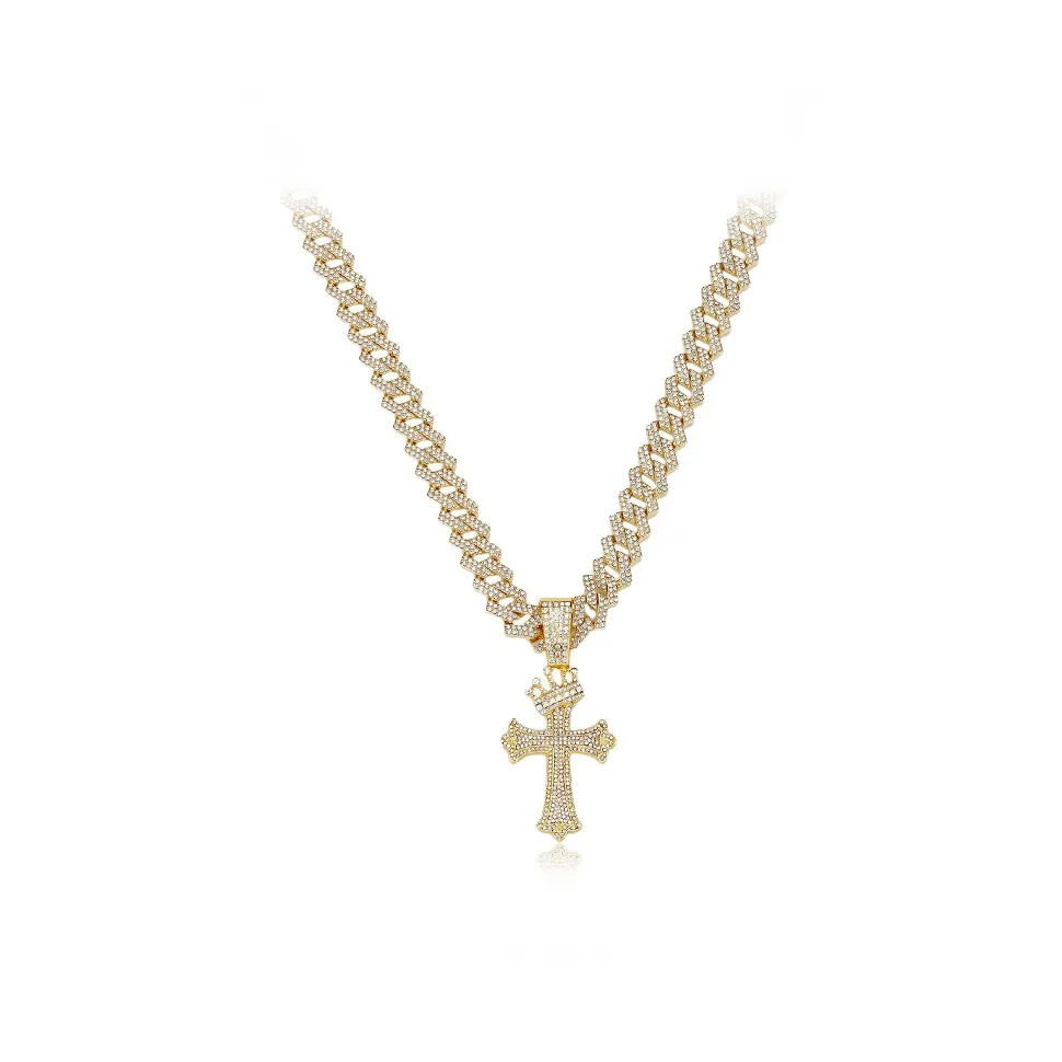 Letter Full Diamond Pendant Cuban Necklace