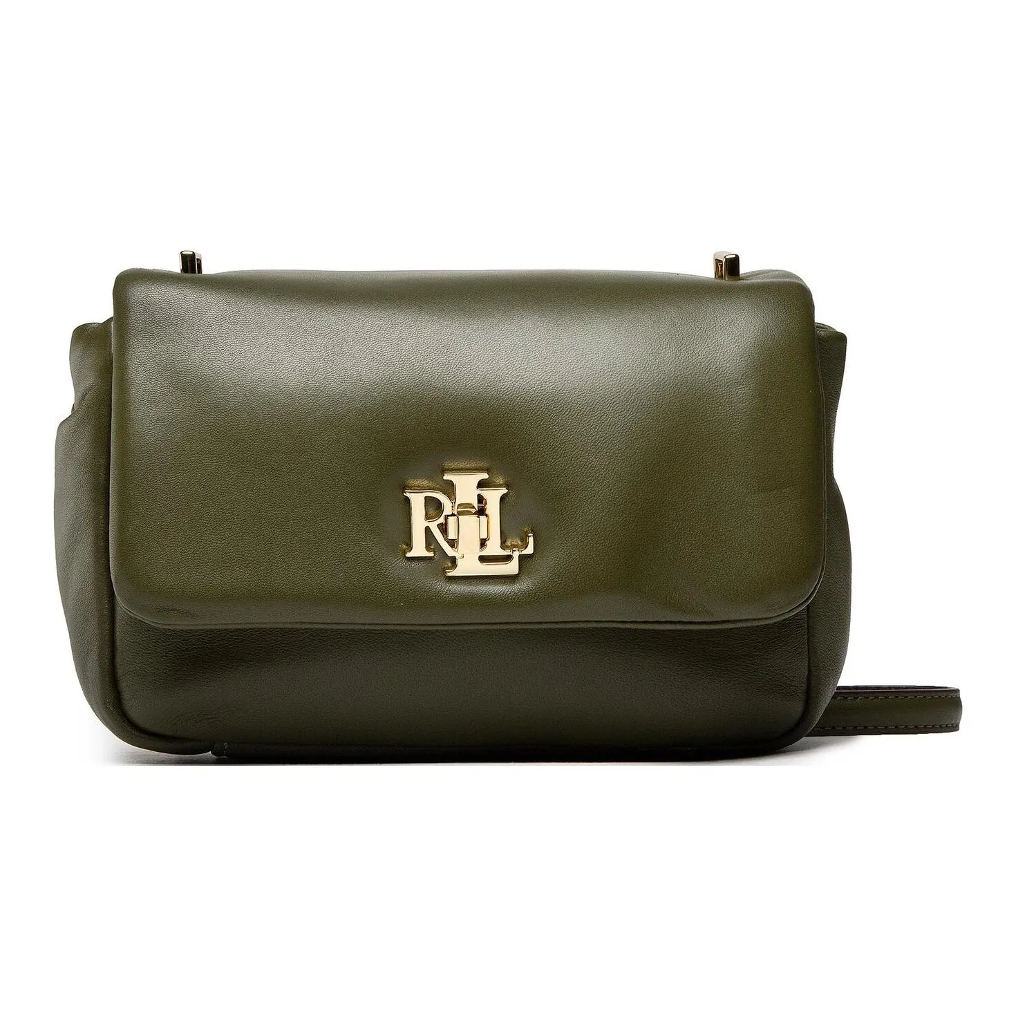 Polo Ralph Lauren Full Grain Leather Shoulder Bag Crossbody Bag Small Size Women's Olive