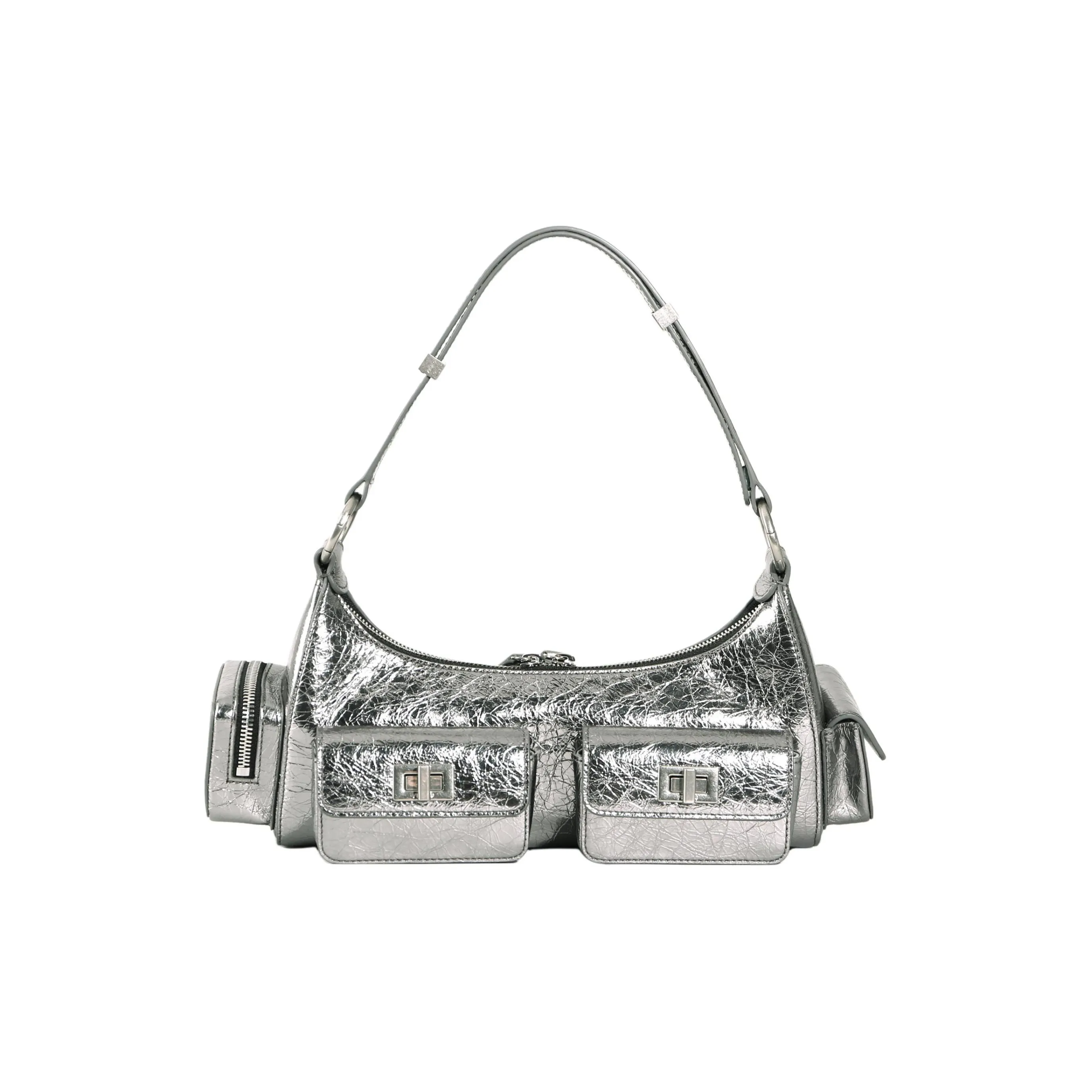 APEDE MOD Сумка из лягушачьей кожи байкерская сумка сумка через плечо женская металлический серебристый цвет