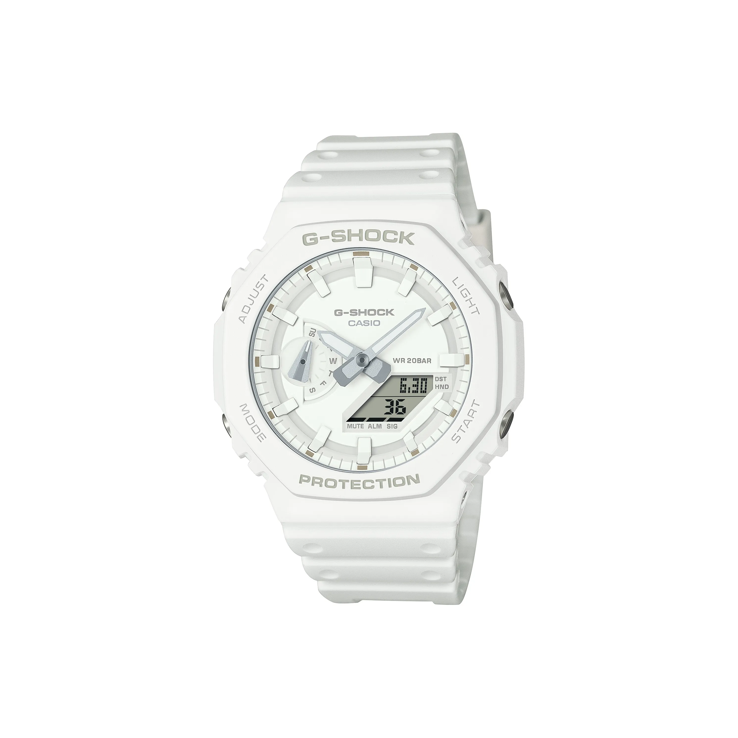 CASIO Кварцевый механизм Смольный ремешок Часы унисекс Белый циферблат