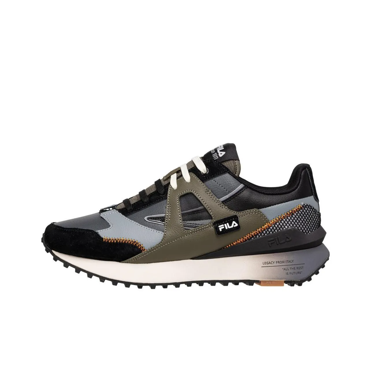 FILA Cushioning Wear Resistant Breathable Supportive Low Top Running Shoes Men's Black