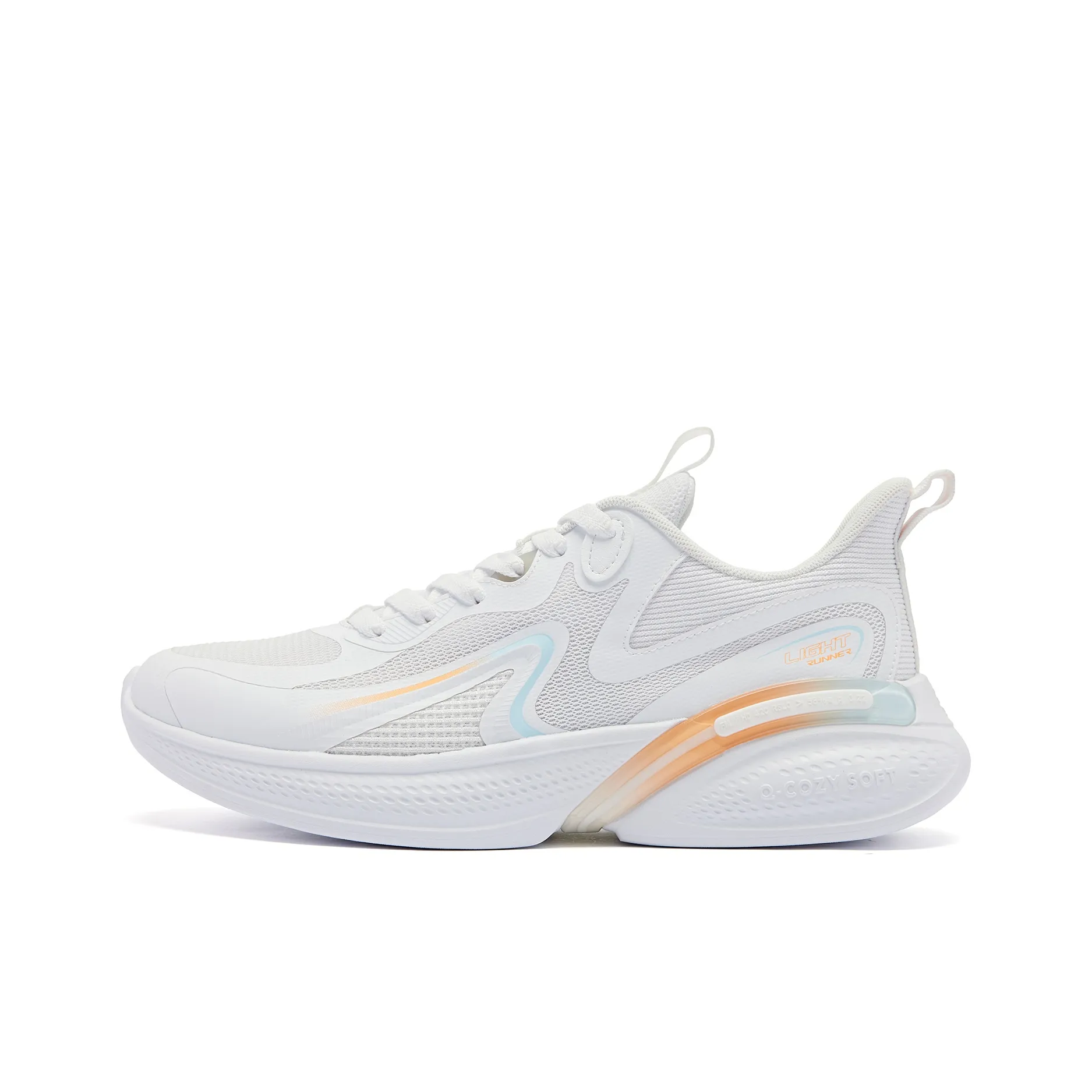 QIAODAN Stretch SE Cushioning Abrasion Resistant Lightweight Rebound Low Top Running Shoes Men's White Blue