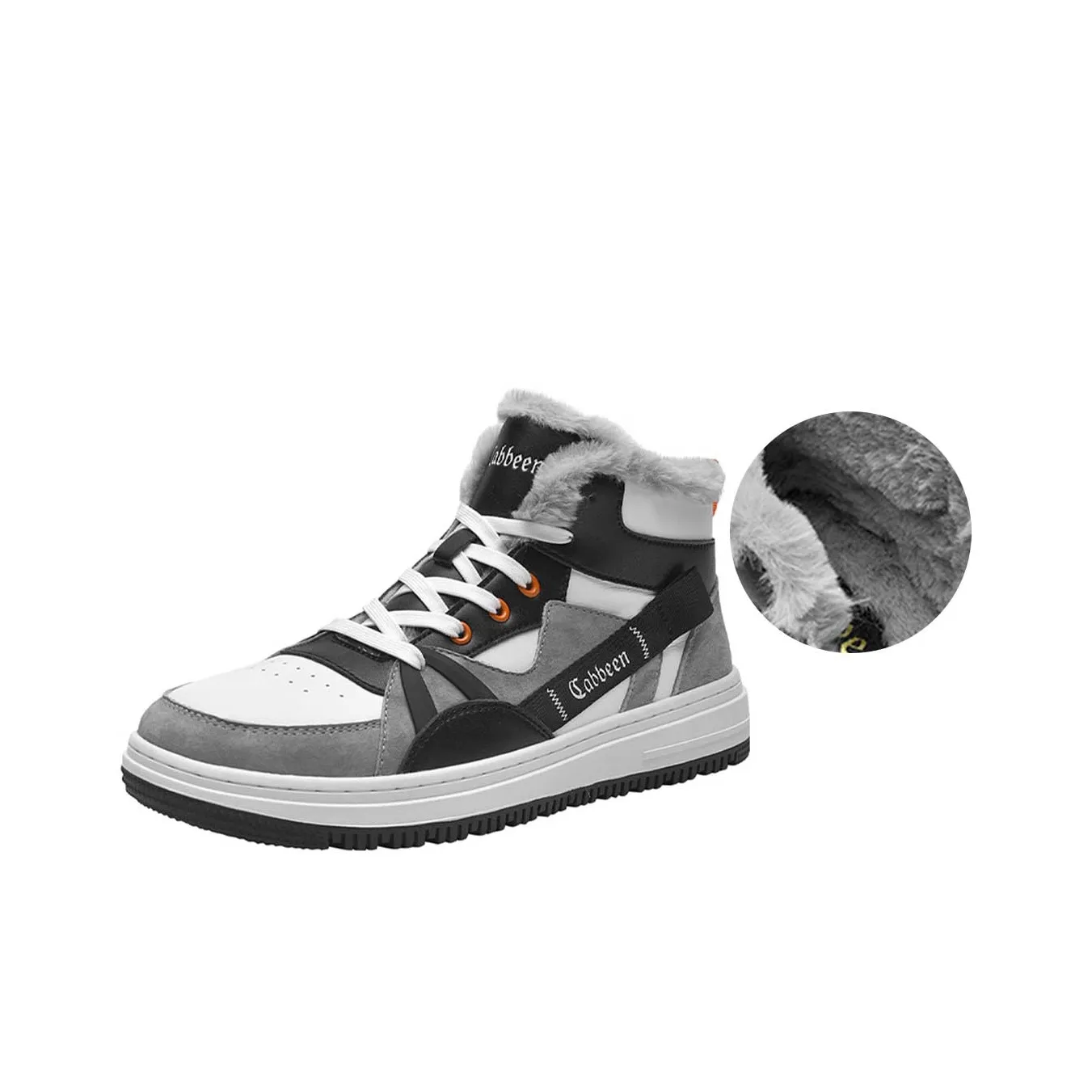 Cabbeen High Top Skateboard Shoes Men's White Black Boyfriend Wind