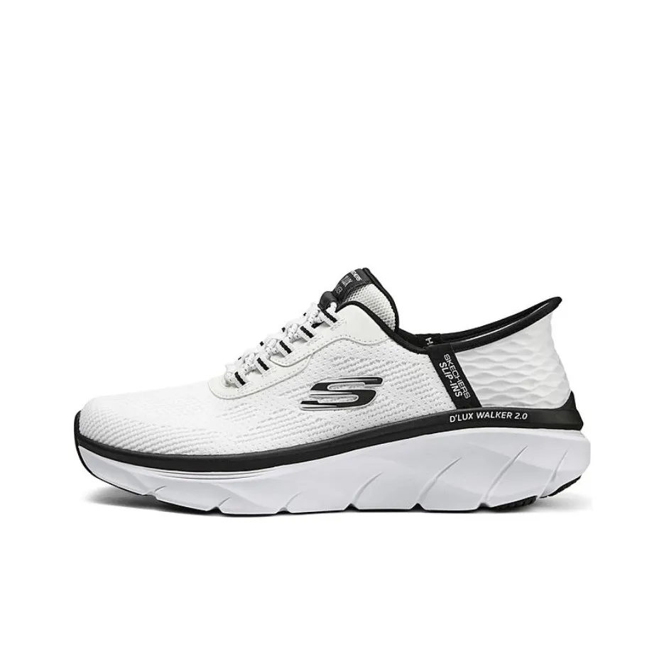 Skechers D'Lux Walker 2,0 Амортизация и Дышащий Низкий Топ Беговые кроссовки Мужские Белый Черный