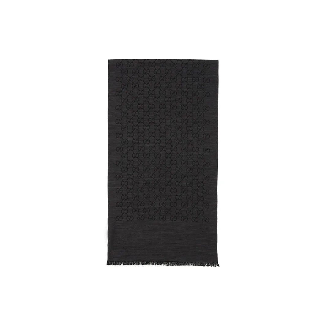 GUCCI Scarf/Stole Unisex SILK Mixed Dark Gray