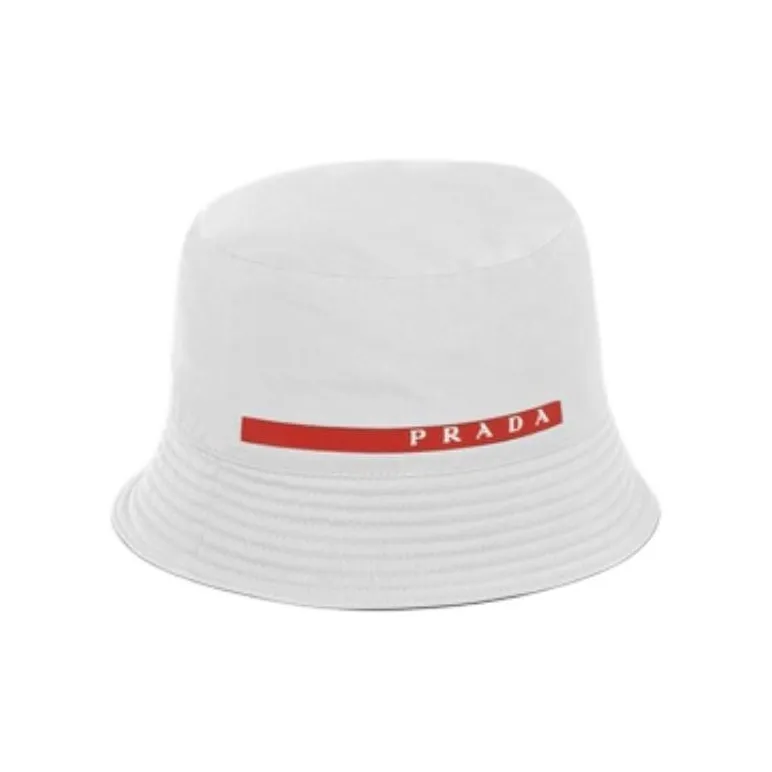 PRADA Polyester, Cotton Fabric Bucket Hats Men's White