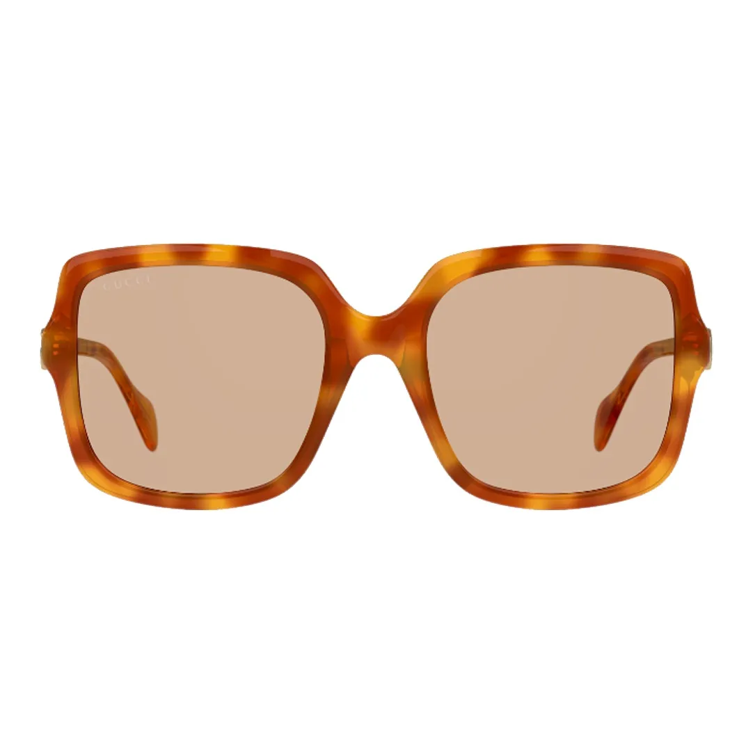 GUCCI Irregular Shape Sunglasses Men's Yellow Brown