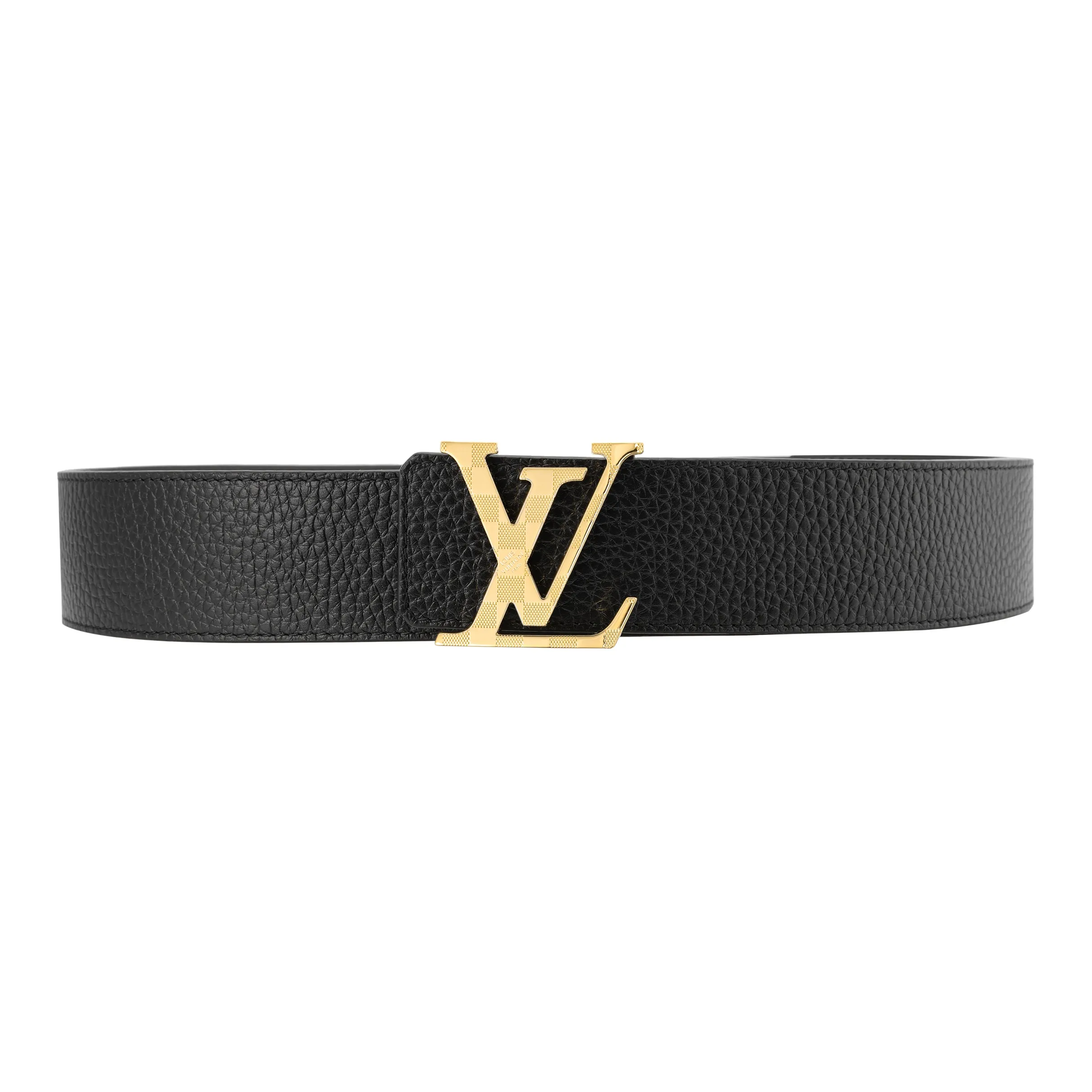 LOUIS VUITTON Cow Leather Leather Belts Men's 4cm