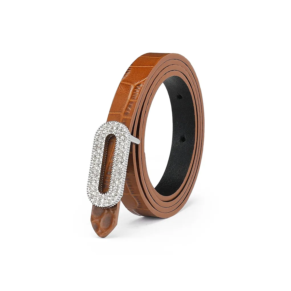 FAIRWHALE Минималистский стиль Fashion Универсальный Тонкий Обхват талии Сплав Пряжка-пластина Ремень Женский Ширина 1,4CM