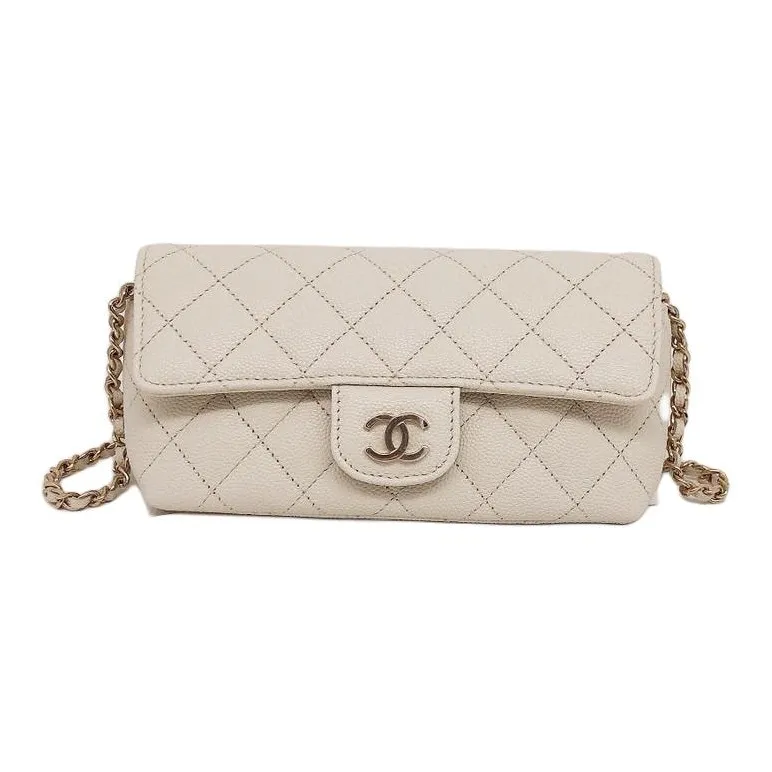 CHANEL Leather Eyeglass Pouch, Handbag, Shoulder Bag, Crossbody Bag Women's White