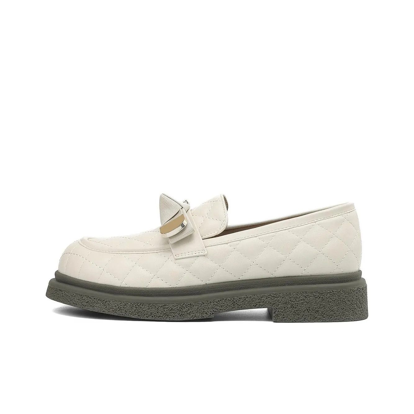 JOSINY Лоферы 4CM Женские Экрю Черный