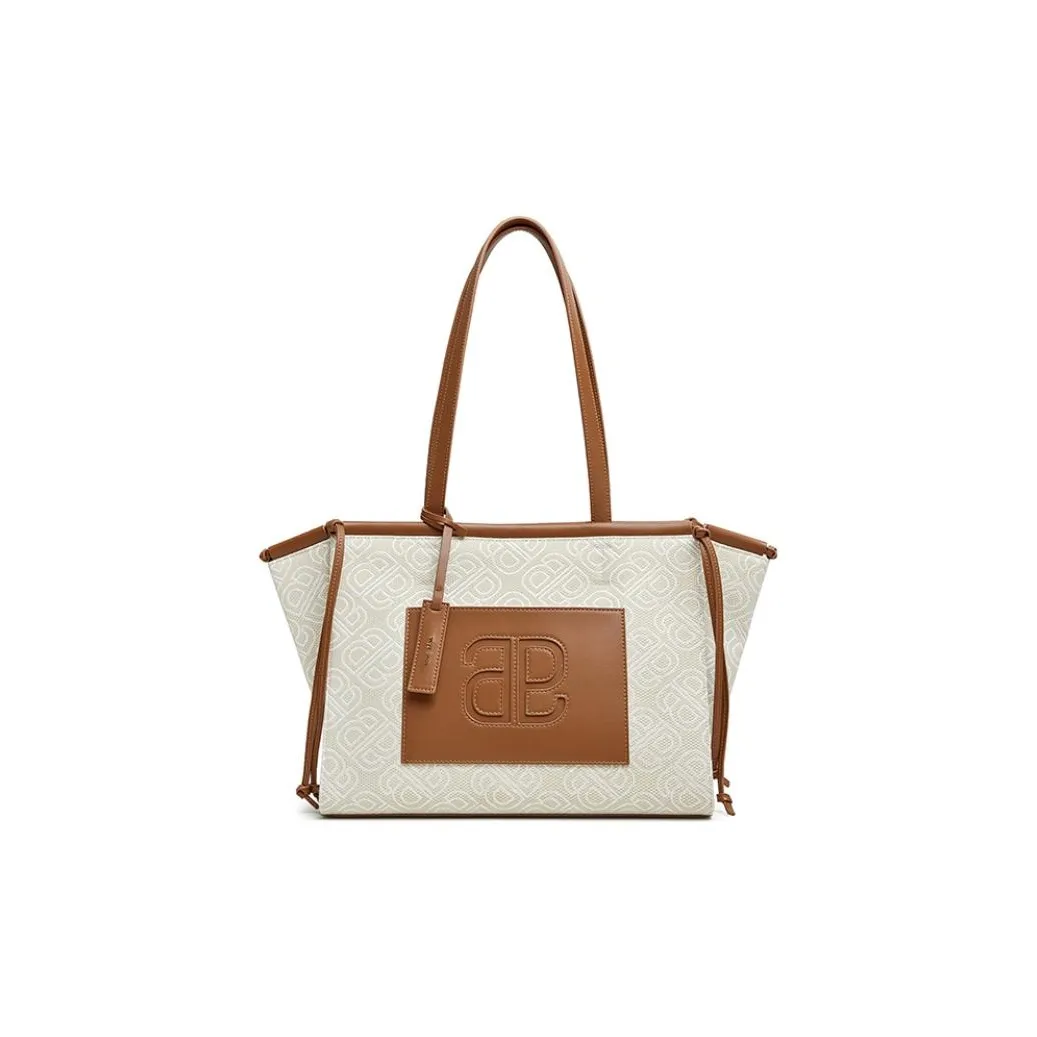 TATA Fabric Tote Bag, Shoulder Bag Women's Light Apricot/Apricot & Blue