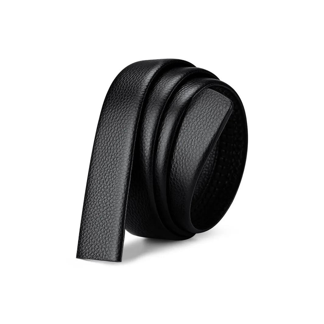 BISON DENIM Casual Business Телесный Коровья Кожа Автоматический Застежка Ремень Тело Мужской Черный Ширина 3,5 см