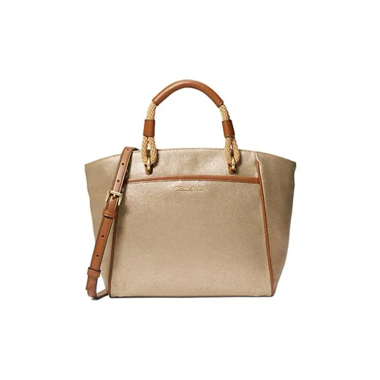 MICHAEL KORS Talia Cotton Tote Bag, Shopping Bag, Shoulder Bag, Crossbody Bag, Handbag Trumpets Women's Gold