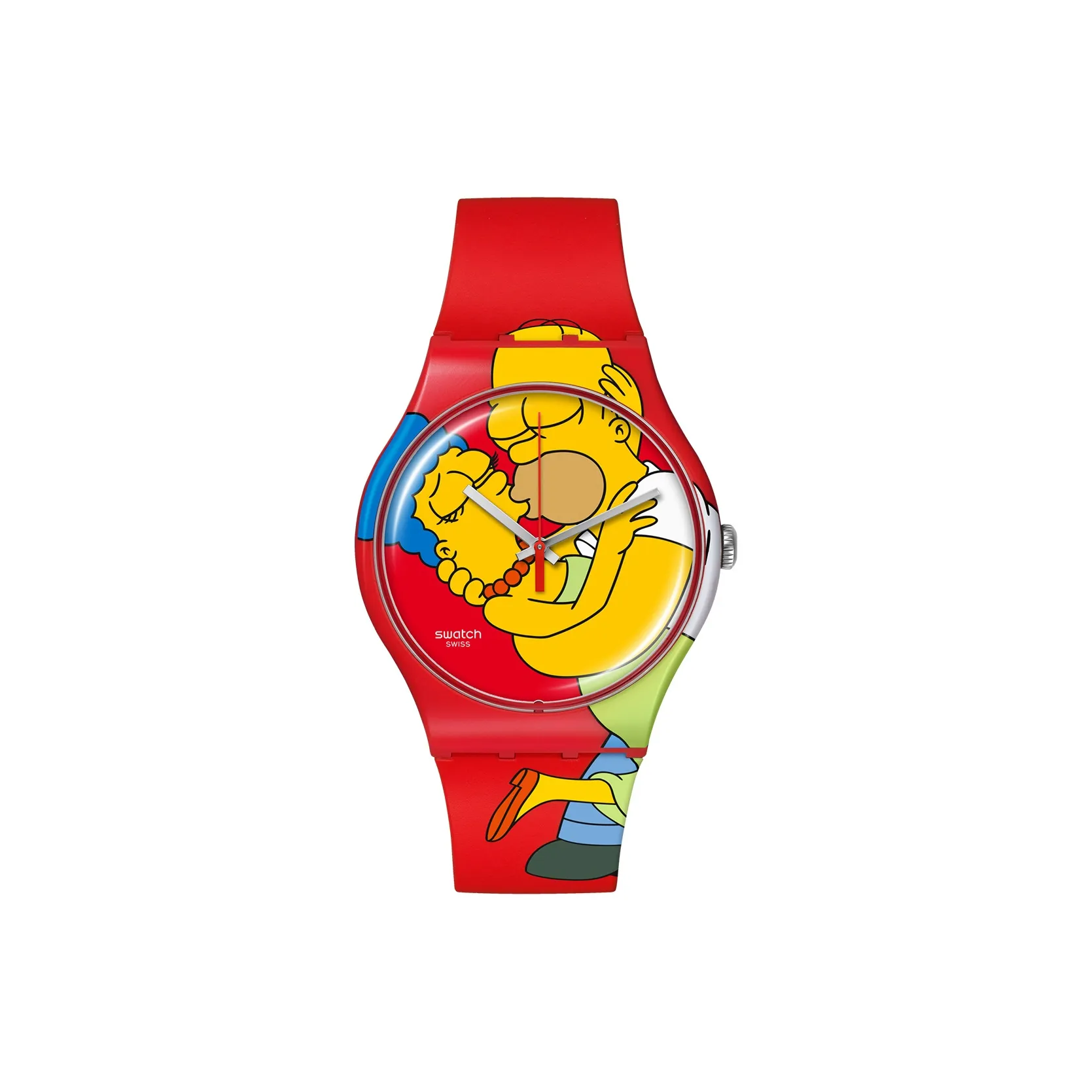 Swatch Quartz Механизм Унисекс Часы 41 мм Красный Циферблат Часы Пластиковый Корпус Часы Силиконовый Ремешок