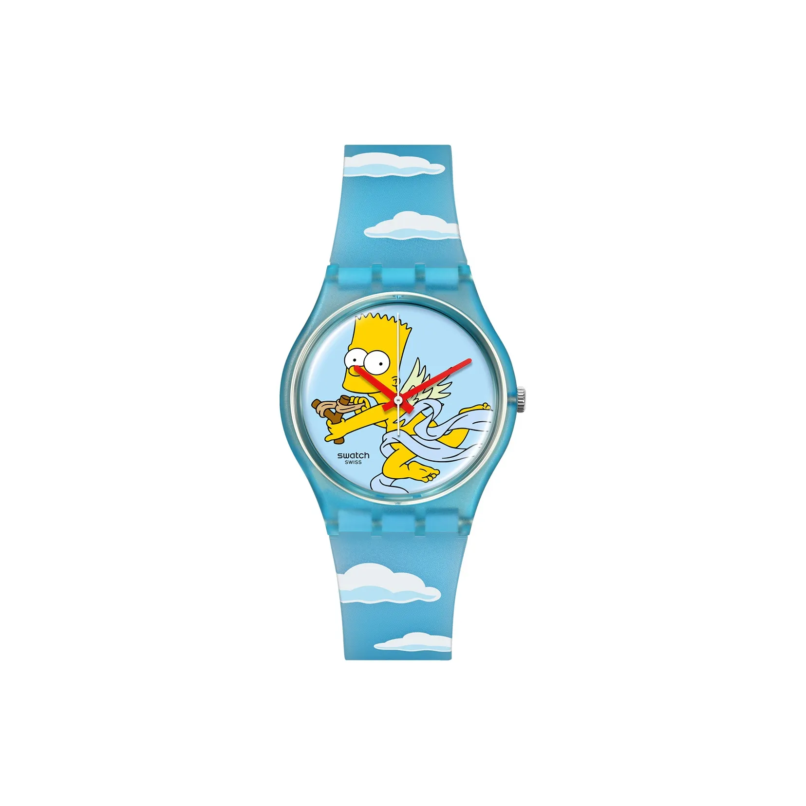 Swatch Quartz Механизм Унисекс Часы 34 мм Синий Циферблат Пластиковый Корпус Часы Силиконовый Ремешок