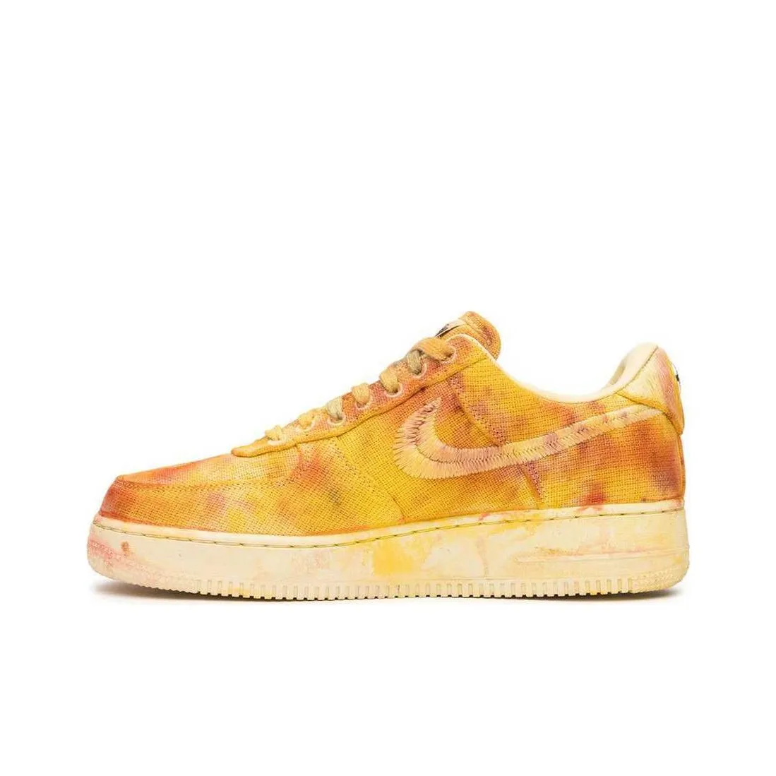 Stussy x Nike Air Force 1 Hand Dyed Los Angeles Low Top Skateboard Shoes Unisex Yellow